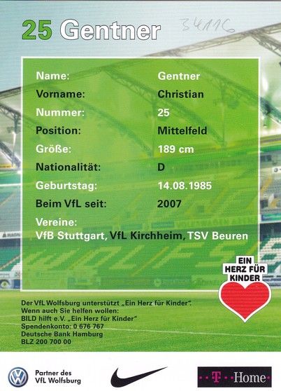 Autogramm Fussball | VfL Wolfsburg | 2008 | Christian GENTNER
