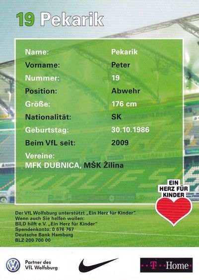 Autogramm Fussball | VfL Wolfsburg | 2008 | Peter PEKARIK