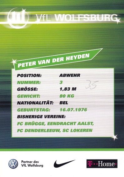 Autogramm Fussball | VfL Wolfsburg | 2007-1 | Peter VAN DER HEYDEN