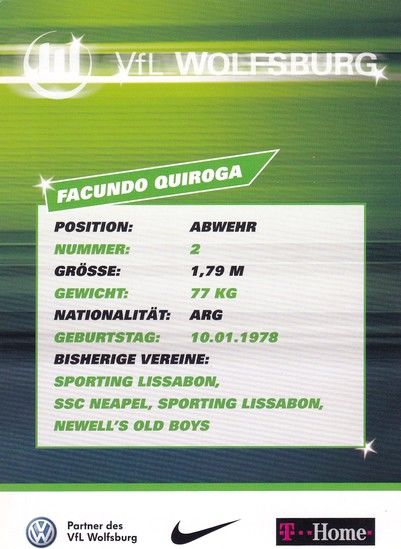 Autogramm Fussball | VfL Wolfsburg | 2007-1 | Facundo QUIROGA