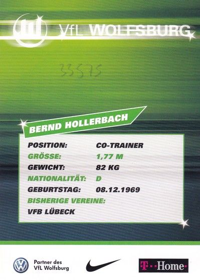Autogramm Fussball | VfL Wolfsburg | 2007-1 | Bernd HOLLERBACH
