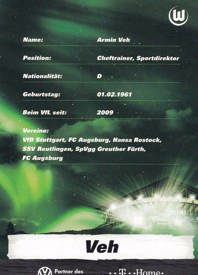 Autogramm Fussball | VfL Wolfsburg | 2009 | Armin VEH