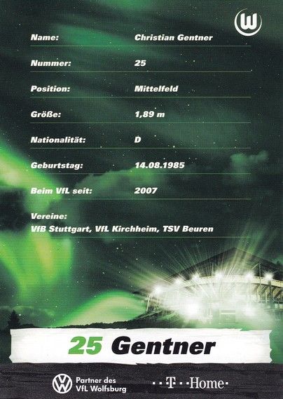 Autogramm Fussball | VfL Wolfsburg | 2009 | Christian GENTNER