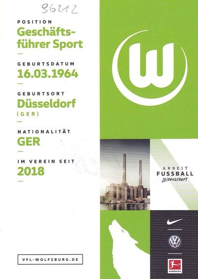 Autogramm Fussball | VfL Wolfsburg | 2018 | Jörg SCHMADTKE