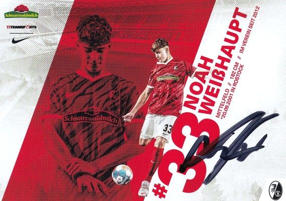 Autogramm Fussball | SC Freiburg | 2021 | Noah WEISSHAUPT