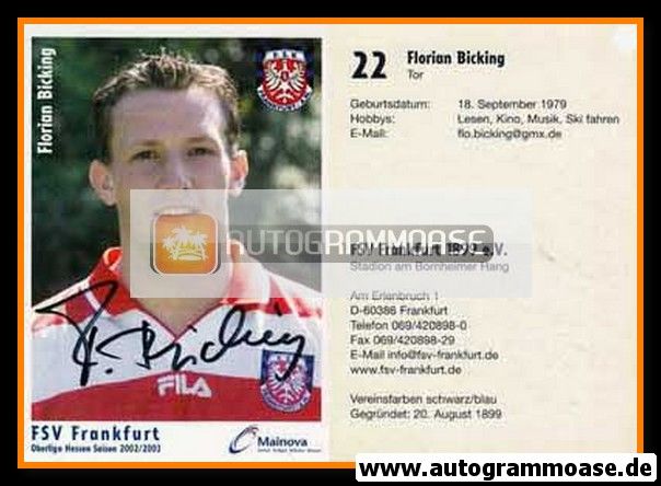 Autogramm Fussball | FSV Frankfurt | 2002 | Florian BICKING