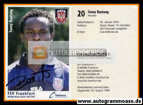 Autogramm Fussball | FSV Frankfurt | 2002 | Tonny BOATENG