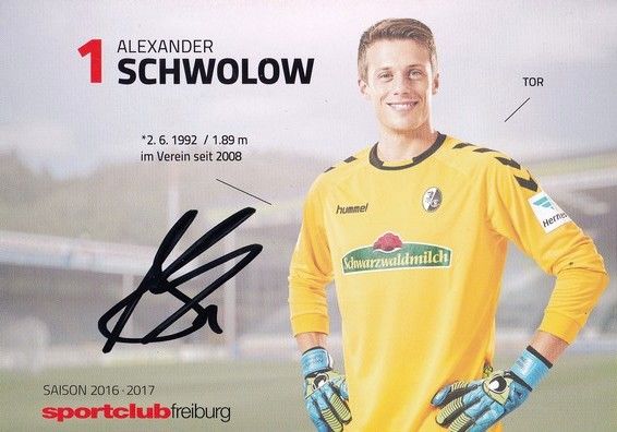 Autogramm Fussball | SC Freiburg | 2016 | Alexander SCHWOLOW