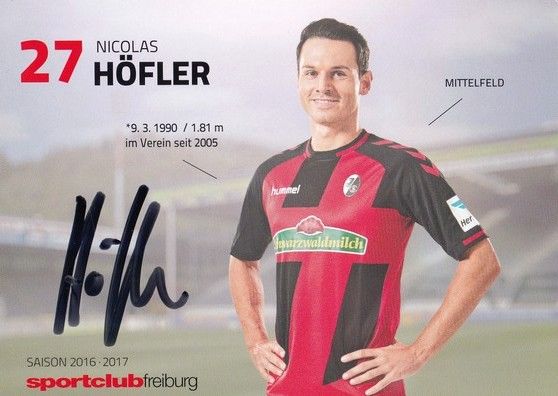 Autogramm Fussball | SC Freiburg | 2016 | Nicolas HÖFLER 