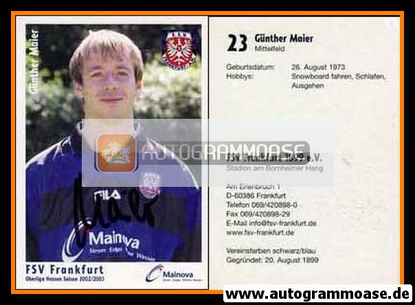 Autogramm Fussball | FSV Frankfurt | 2002 | Günther MAIER