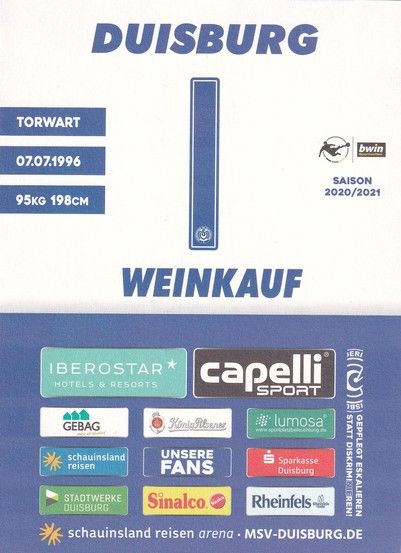 Autogramm Fussball | MSV Duisburg | 2020 | Leo WEINKAUF