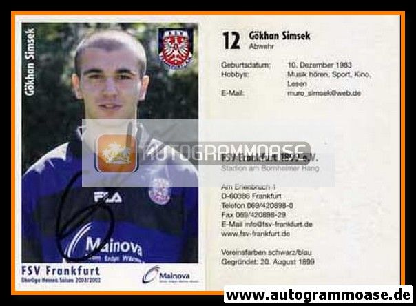 Autogramm Fussball | FSV Frankfurt | 2002 | Gökhan SIMSEK