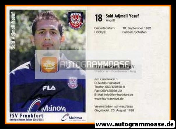 Autogramm Fussball | FSV Frankfurt | 2002 | Said Adjmail YOSUF