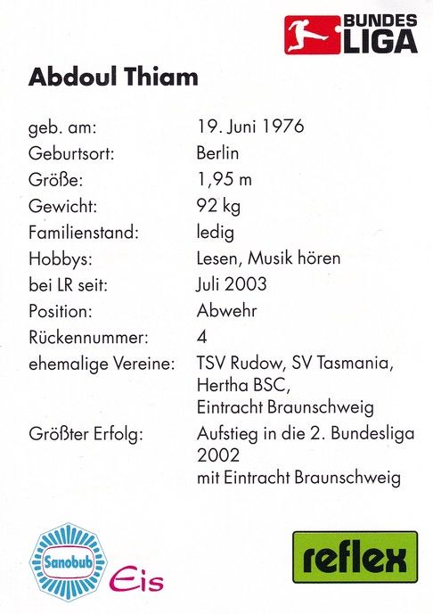 Autogramm Fussball | Rot Weiss Ahlen | 2004 | Abdoul THIAM