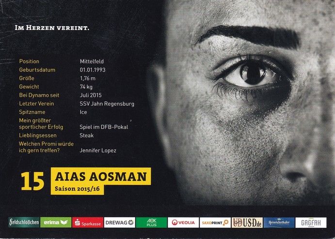 Autogramm Fussball | Dynamo Dresden | 2015 | Aias AOSMAN