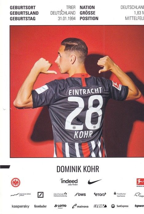 Autogramm Fussball | Eintracht Frankfurt | 2019 | Dominik KOHR