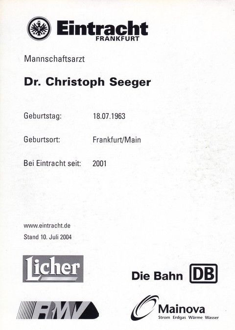 Autogramm Fussball | Eintracht Frankfurt | 2004 | Christoph SEEGER