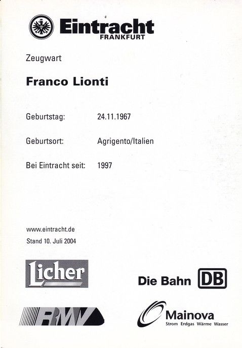 Autogramm Fussball | Eintracht Frankfurt | 2004 | Franco LIONTI