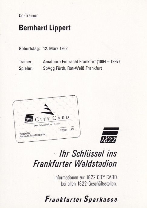 Autogramm Fussball | Eintracht Frankfurt | 1998 | Bernhard LIPPERT