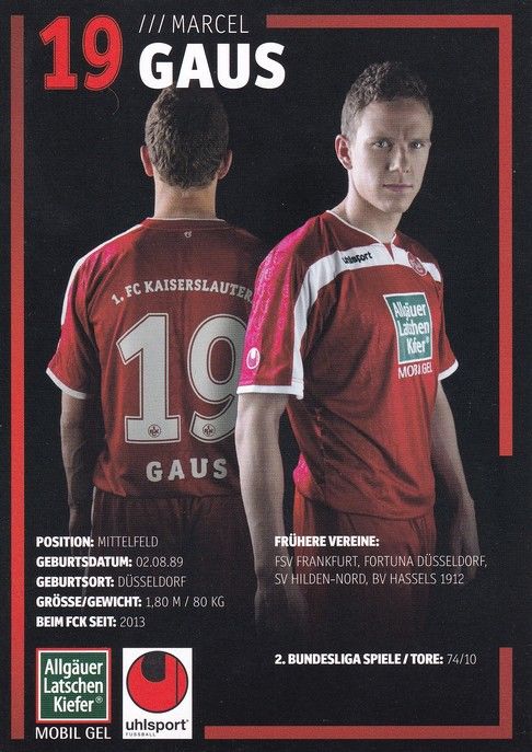 Autogramm Fussball | 1. FC Kaiserslautern | 2013 | Marcel GAUS