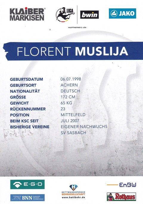 Autogramm Fussball | Karlsruher SC | 2018 | Florent MUSLIJA