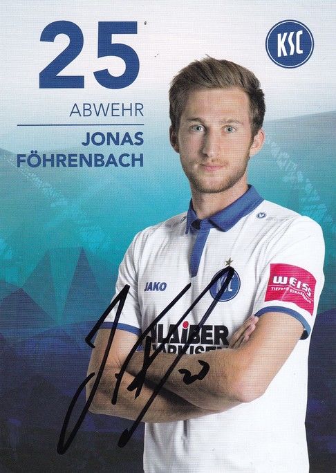Autogramm Fussball | Karlsruher SC | 2017 | Jonas FÖHRENBACH