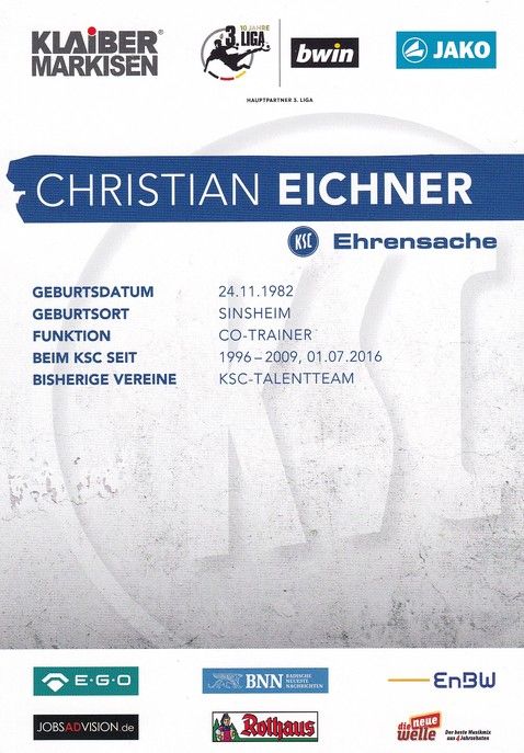 Autogramm Fussball | Karlsruher SC | 2017 | Christian EICHNER