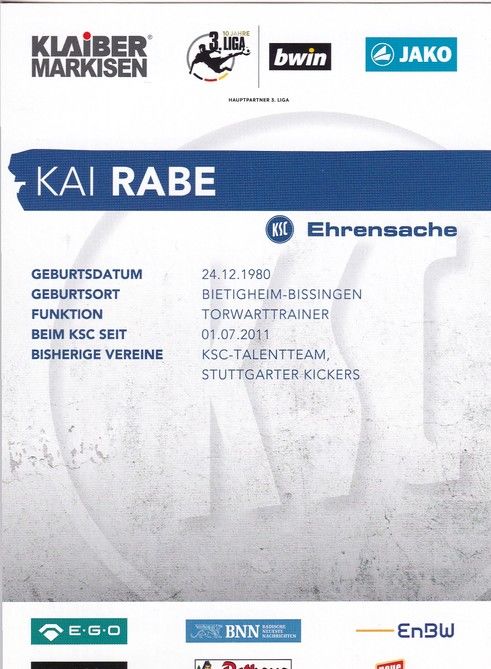 Autogramm Fussball | Karlsruher SC | 2017 | Kai RABE