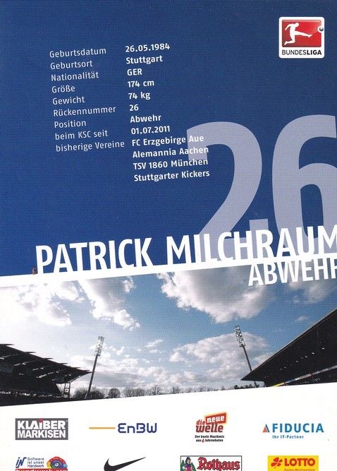 Autogramm Fussball | Karlsruher SC | 2011 | Patrick MILCHRAUM