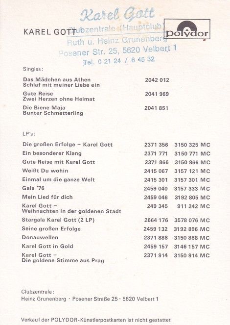 Autogramm Schlager | Karel GOTT | 1978 "Mädchen Aus Athen" (Portrait Color Polydor)
