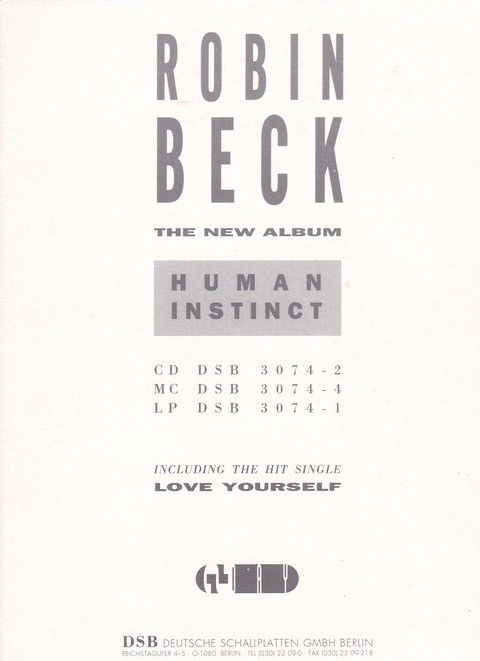 Autogramm Rock (USA) | Robin BECK | 1992 "Human Instinct" (Portrait SW DSB)