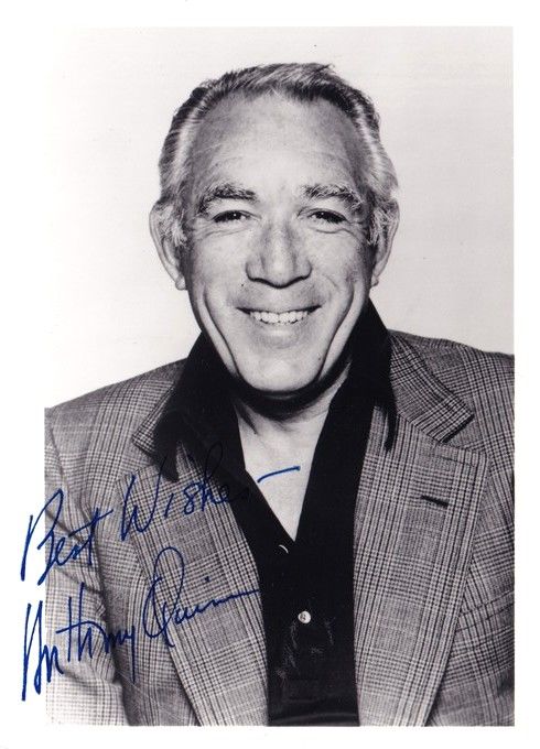 Autogramm Film (USA) | Anthony QUINN | 1970er Foto Druck (Portrait SW)