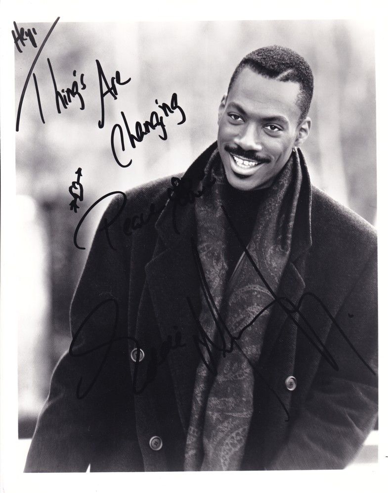 Autogramm Film (USA) | Eddie MURPHY | 1990er Foto Druck (Portrait SW XL)