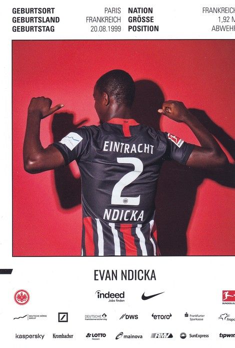 Autogramm Fussball | Eintracht Frankfurt | 2019 | Evan NDICKA