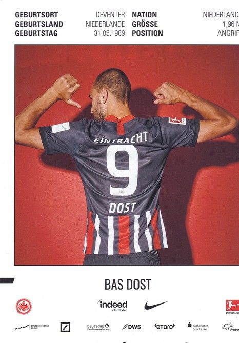 Autogramm Fussball | Eintracht Frankfurt | 2019 | Bas DOST