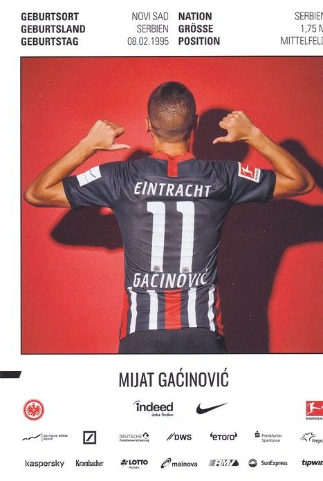 Autogramm Fussball | Eintracht Frankfurt | 2019 | Mijat GACINOVIC