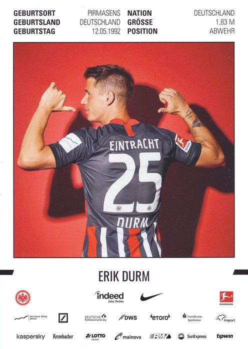 Autogramm Fussball | Eintracht Frankfurt | 2019 | Erik DURM
