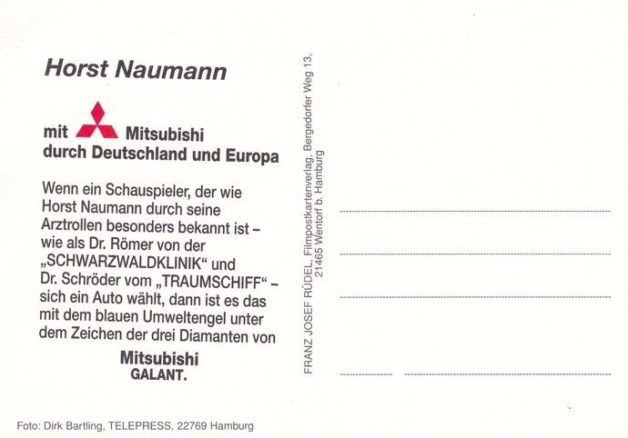 Autogramm TV | ZDF | Horst NAUMANN | 1990er "Traumschiff" (Portrait Color) Bartling