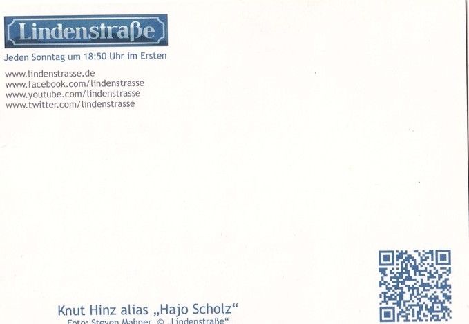 Autogramm TV | ARD | Knut HINZ | 2010er "Lindenstrasse" (Mahner)
