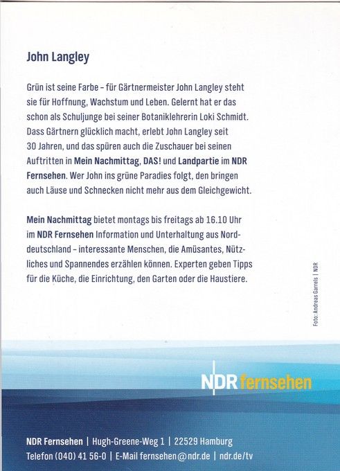 Autogramm TV | NDR | John LANGLEY | 2010er (Portrait Color) Garrels
