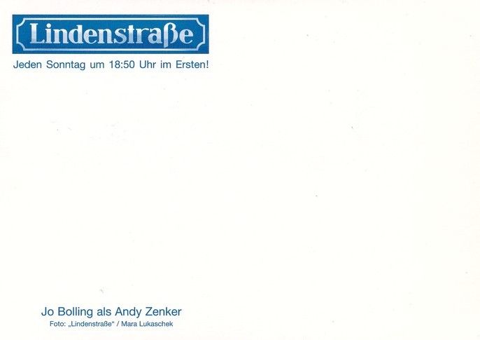 Autogramm TV | ARD | Jo BOLLING | 2000er "Lindenstrasse" (Lukaschek)