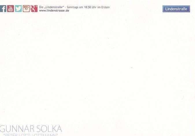 Autogramm TV | ARD | Gunnar SOLKA | 2010er "Lindenstrasse" (Mahner) 2