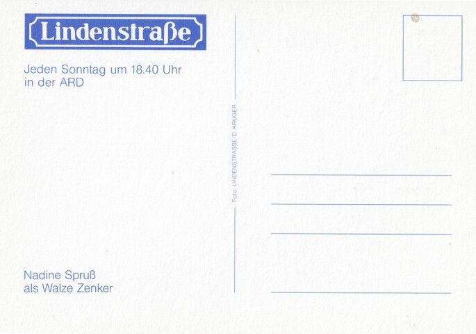 Autogramm TV | ARD | Nadine SPRUSS | 1990er "Lindenstrasse" (Portrait SW Krüger)