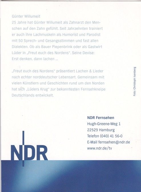 Autogramm TV | NDR | Günter WILLUMEIT | 2000er (Portrait Color) Isenberg