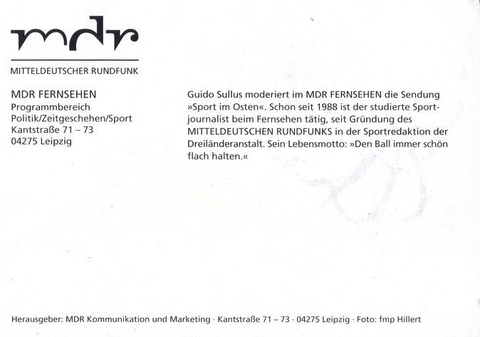Autogramm TV | MDR | Guido-Magnus SULLUS | 2000er "Sport Im Osten" (Hillert)