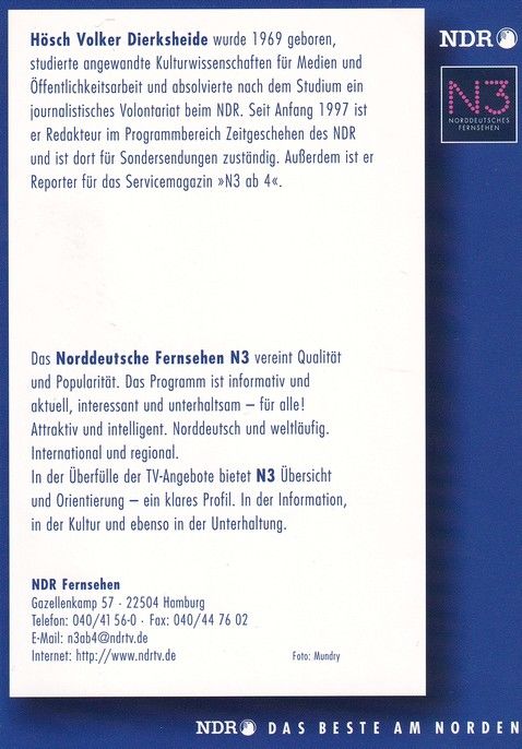 Autogramm TV | N3 | Hösch Volker DIERKSHEIDE | 1990er (Portrait Color) Mundry