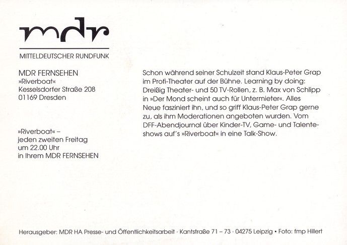Autogramm TV | MDR | Klaus-Peter GRAP | 1999 "Riverboat" (Hillert)