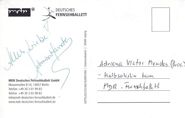 Autogramm Tanzen | Adriana VICTOR MENDES | 2010er (MDR Fernsehballett)