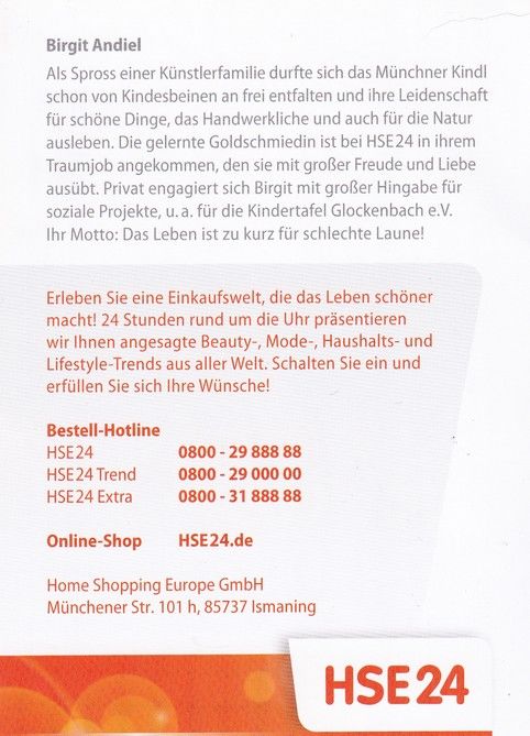 Autogramm TV | HSE24 | Birgit ANDIEL | 2000er (Portrait Color) 2
