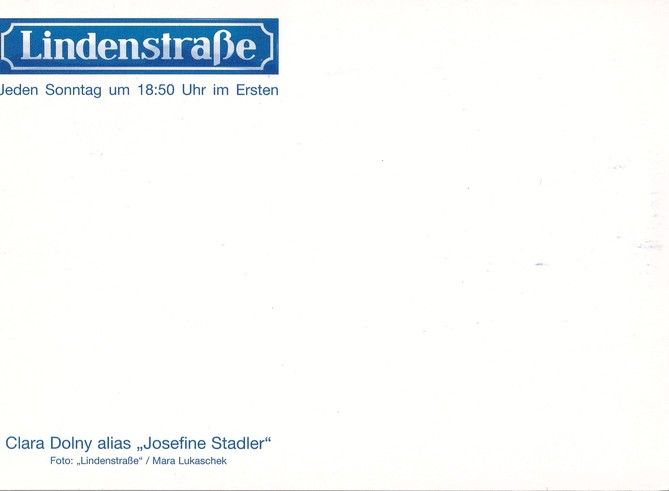 Autogramm TV | ARD | Clara DOLNY | 2000er "Lindenstrasse" (Lukaschek)